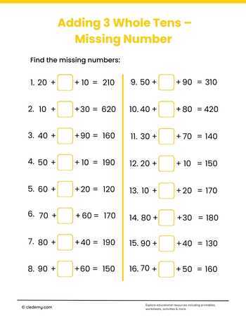 Adding 3 Whole Tens Number