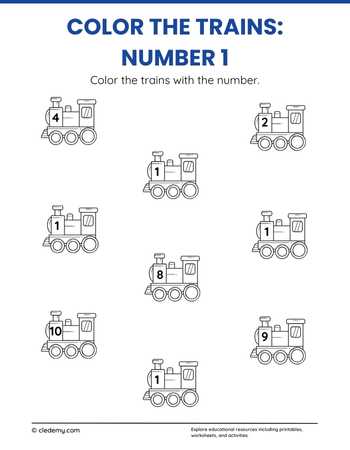 Color the Train Number 1 to 10