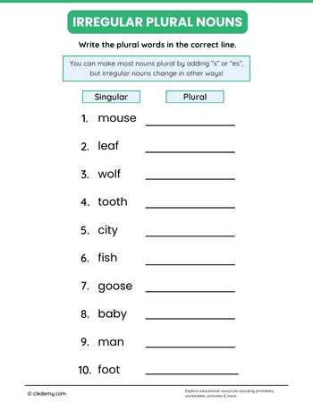 Practice Irregular Plural Nouns