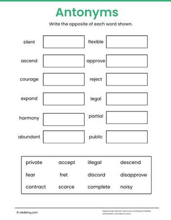 Antonyms Grade 5