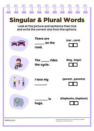 Write the Singular Words and  Plural Words 6
