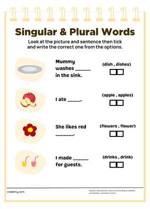 Write the Singular Words and  Plural Words 4