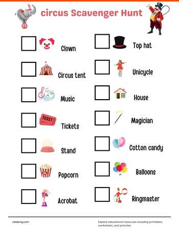 Circus Scavenger Hunt