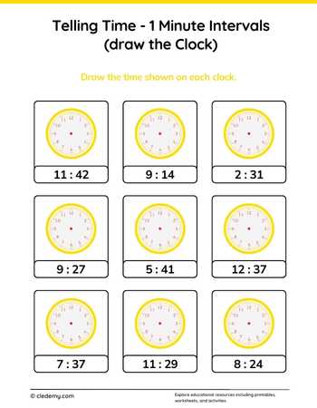 Telling Time 1 Minute Intervals (draw the Clock)