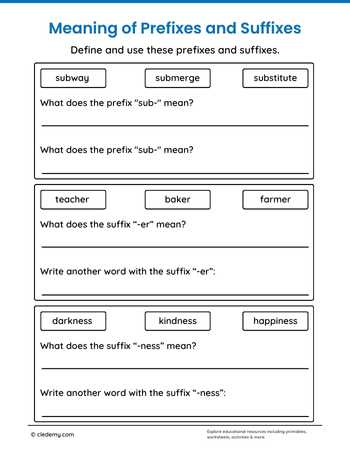 Define Prefixes and Suffixes Grade 4