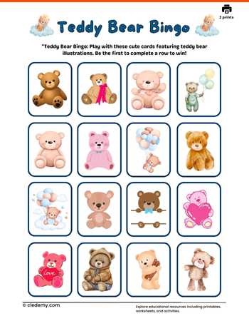 Teddy Bear Bingo Card