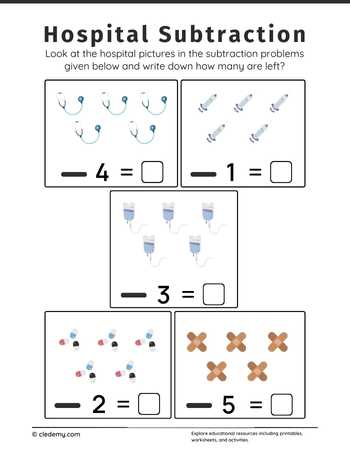 Picture to Number Hospital Subtraction