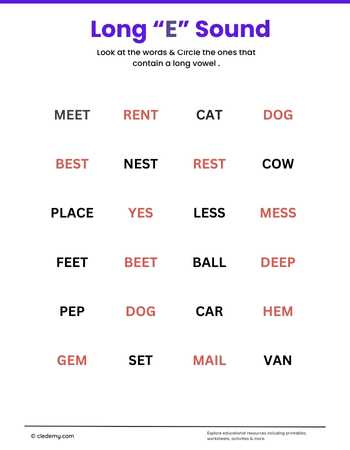 Learn Long Vowel E Sound