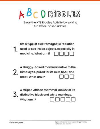 Alphabet Riddles- XYZ