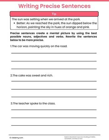 Practice Writing Precise Sentences