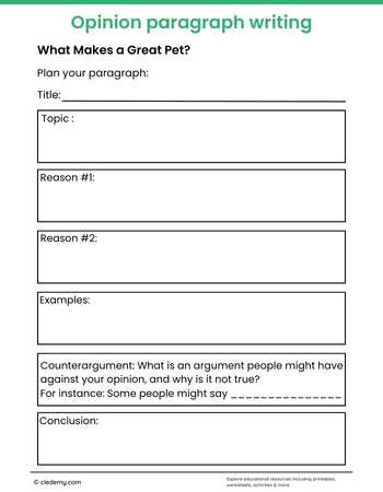 Writing Opinion Paragraphs