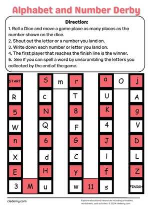 Alphabet and Number Derby Game