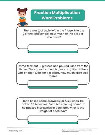 Multiplying Fractions Word Problems Grade 5