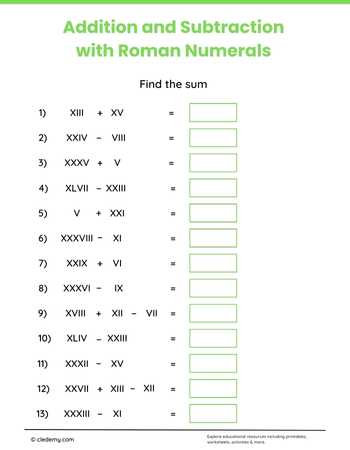 Add and Subtract Roman Numerals
