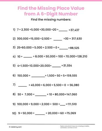 Missing Place Value from a 6-Digit Number