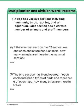 Multiplication and Division Word Problems Practice