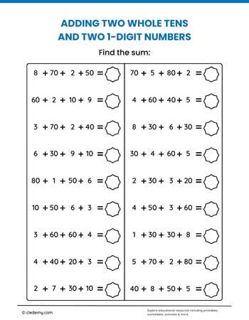 Adding Two Whole Tens and Two 1-Digit Numbers