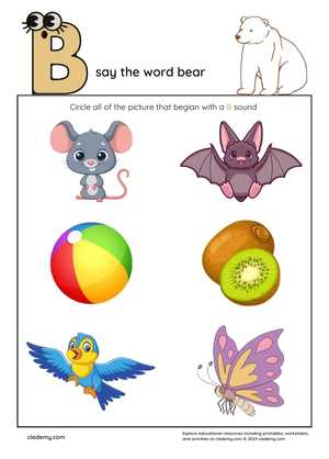 Circle the Picture that Begin with Letter B