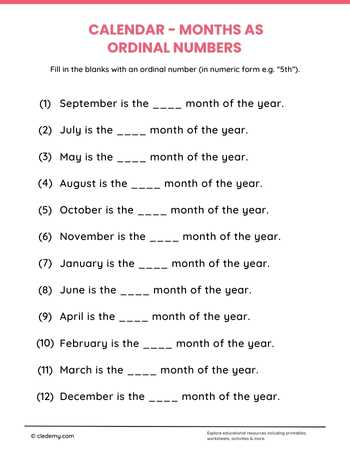 Months as Ordinal Numbers