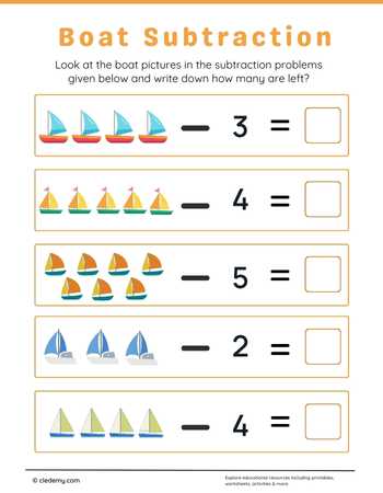 Picture to Number Boat Subtraction