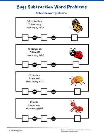Bugs Subtraction Word Problems