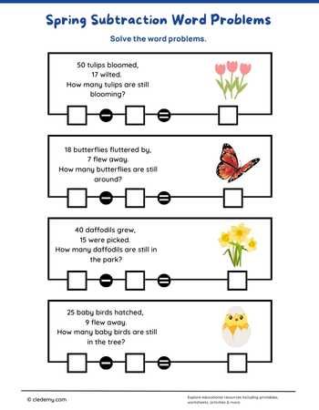 Spring Subtraction Word Problems