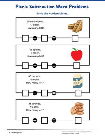 Picnic Subtraction Word Problems