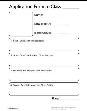 Application Form to Class