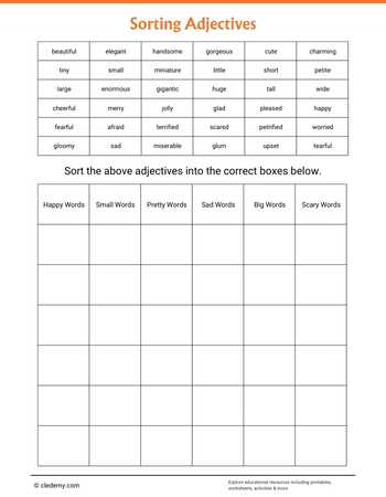 Sorting Adjectives