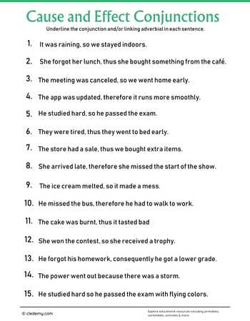 Cause and Effect Conjunctions