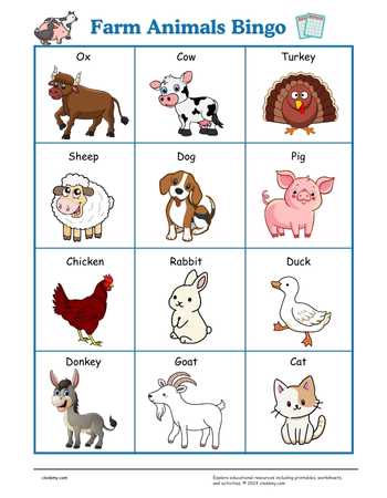 Farm Animals Bingo