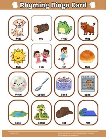 Rhyming Bingo Card