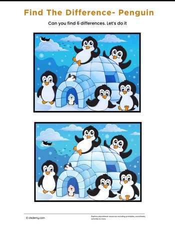 Penguin Themed Find the Difference Game