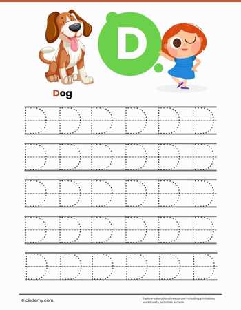 Trace Letter D for Dog