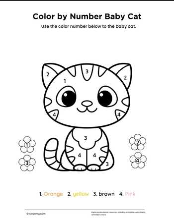 Color by Number Baby Cat