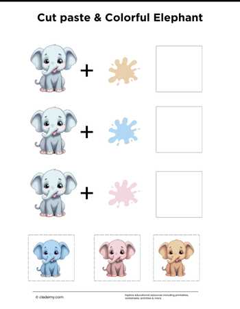Cut Paste and Colorful Elephant