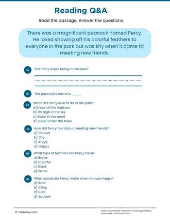 Read and Answer- Peacock