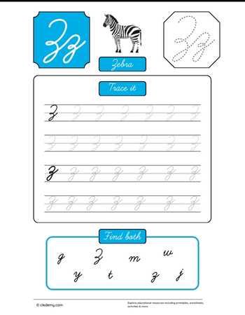 Cursive Letter Z for Zebra