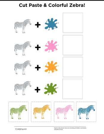 Cut Paste & Colorful Zebra