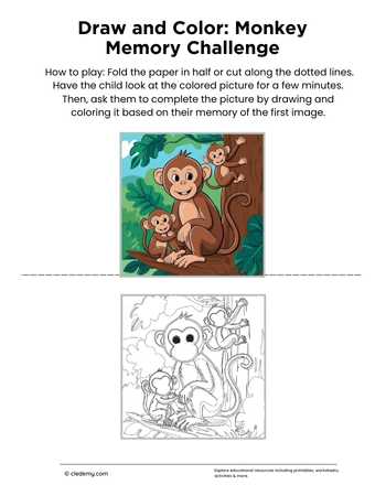 Draw and Color: Monkey Memory Challenge