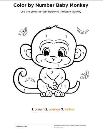 Color by Number Baby Monkey