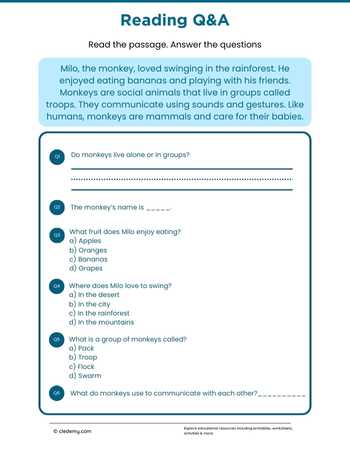 Read and Answer- Monkey