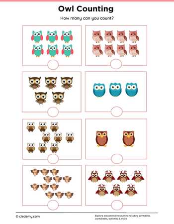 Owl Counting Worksheets Cledemy