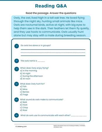 Read and Answer- Owl