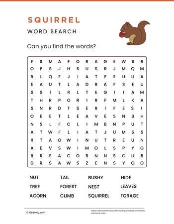Squirrel Word Search