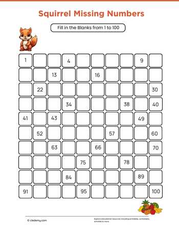 Squirrel Missing Numbers
