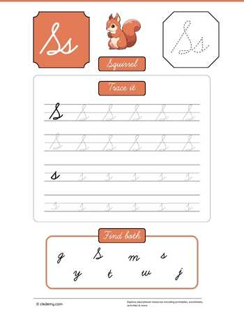 Cursive Letter S for Squirrel
