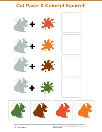 Cut Paste & Colorful Squirrel
