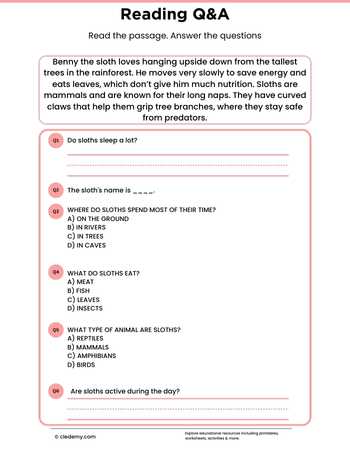 Read and Answer- Sloth