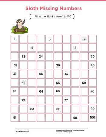 Sloth Missing Numbers